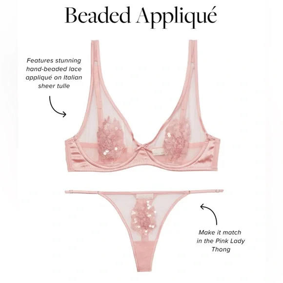 FLEUR DU MAL | FDM x Marilyn Monroe satin-trimmed embroidered tulle thong 3/MED - Picture 10 of 10